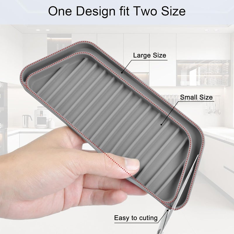 KindGa Refrigerator Drip Catcher Tray,Protector Ice and Water Dispenser Pan,Fridge Spills Water Pad Catch Basin for Drainage (Rectangular,Grey) - Image 4